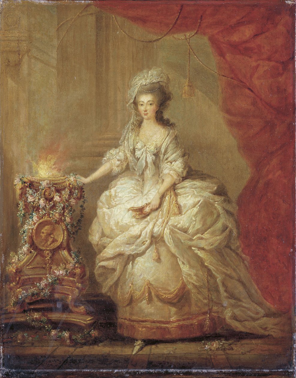 Portrét dámy, oblečené jako vestálka, prý Marie-Antoinetta od Jacques Fabien Gautier dAgoty