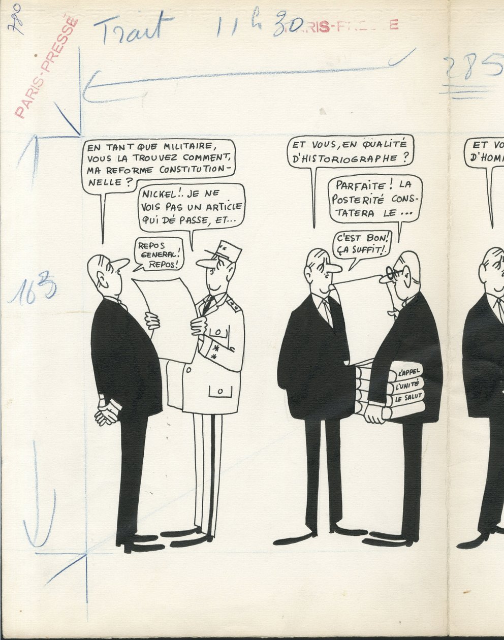 Paris-Presse, Satirický v B  W od Jacques Faizant