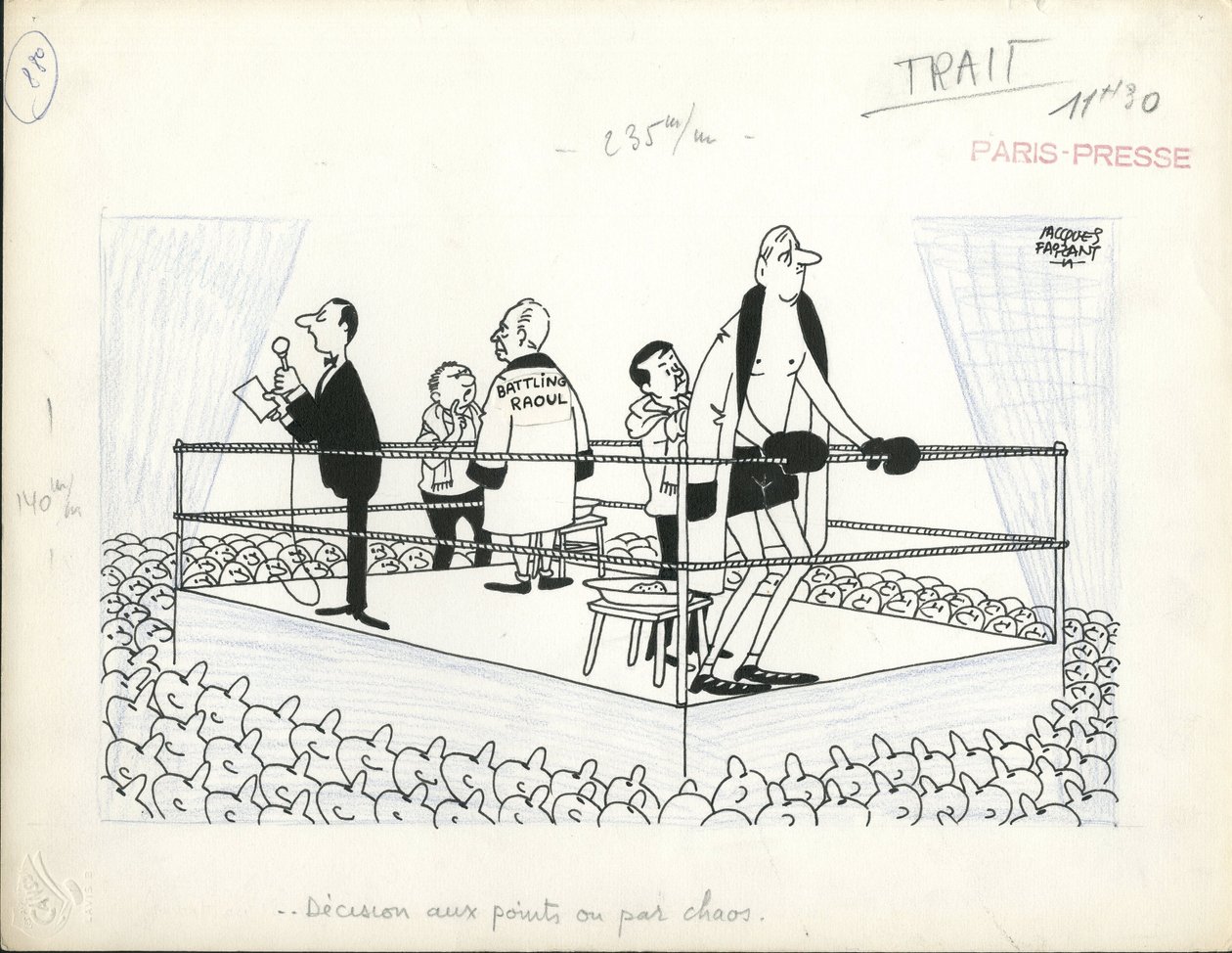 Paris-Presse, Satirický v B  W od Jacques Faizant