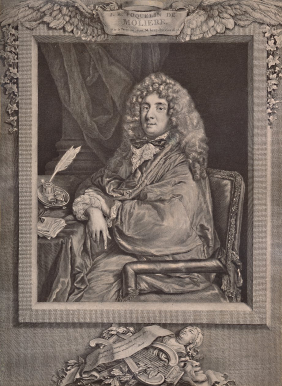 Moliere , francouzský dramatik a herec, 18. století 1894 od Jacques Firmin Beauvarlet