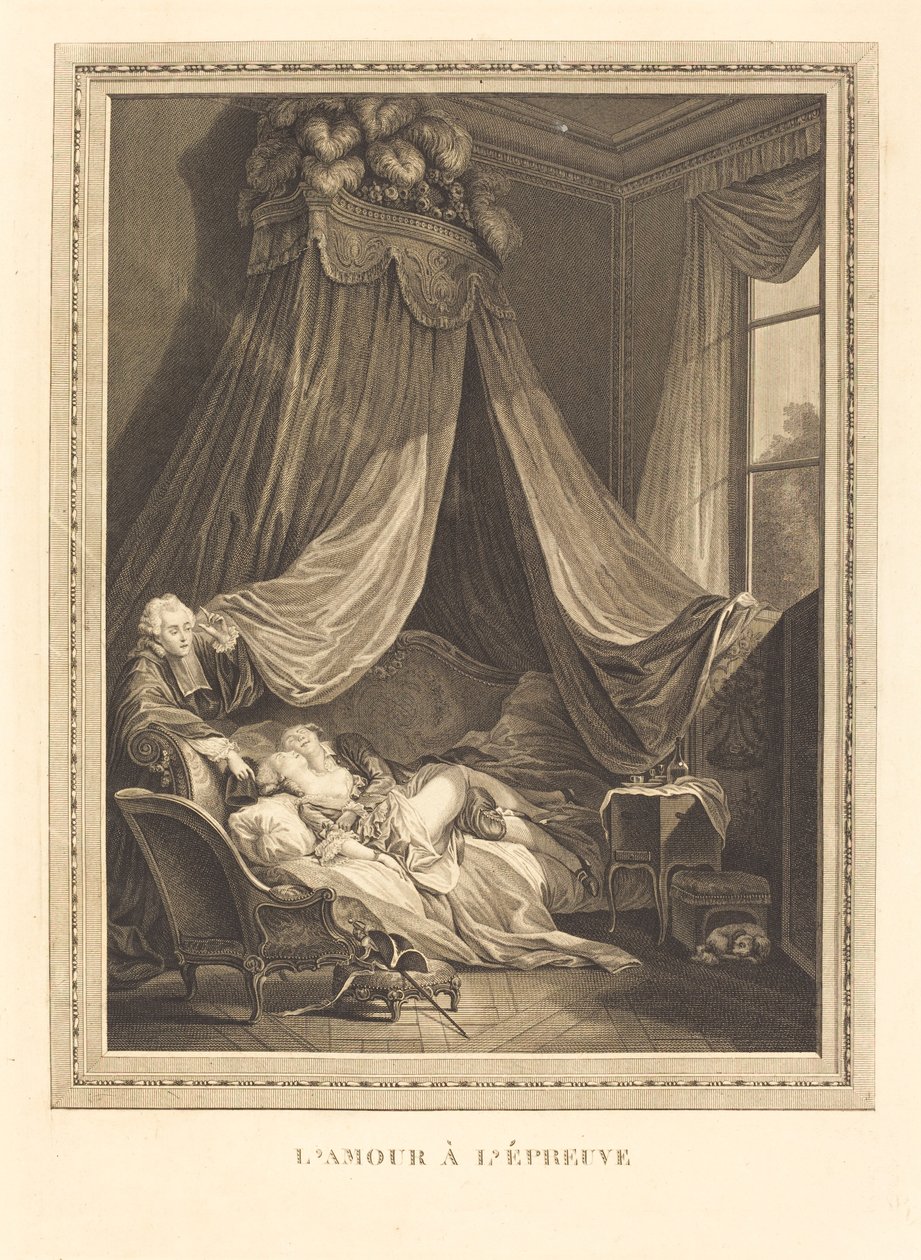 Láska na zkoušku od Jacques Firmin Beauvarlet after Pierre Antoine Baudouin