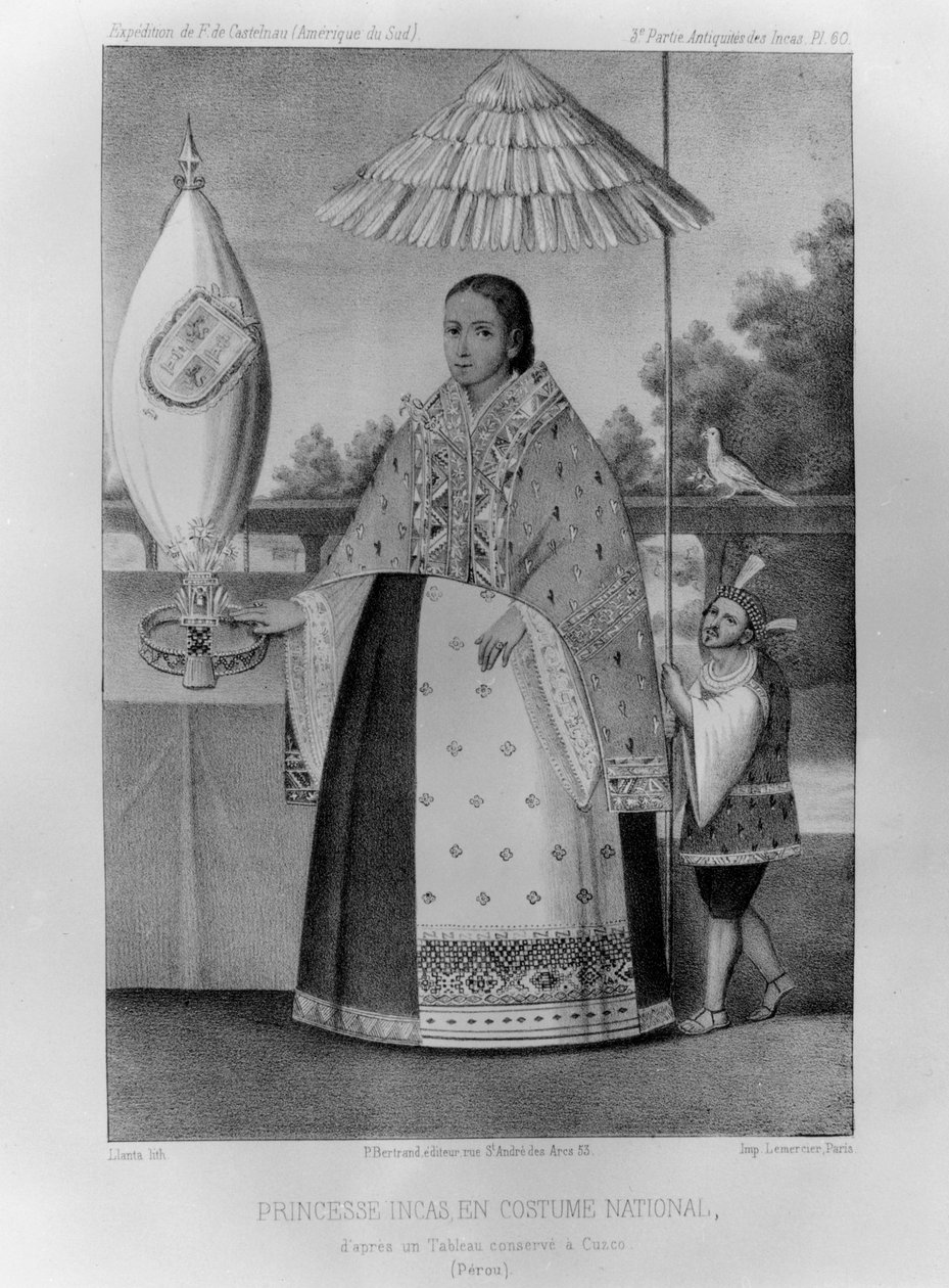 Incká princezna, národní kostým, 1852 od Jacques Francois Gauderique Llanta