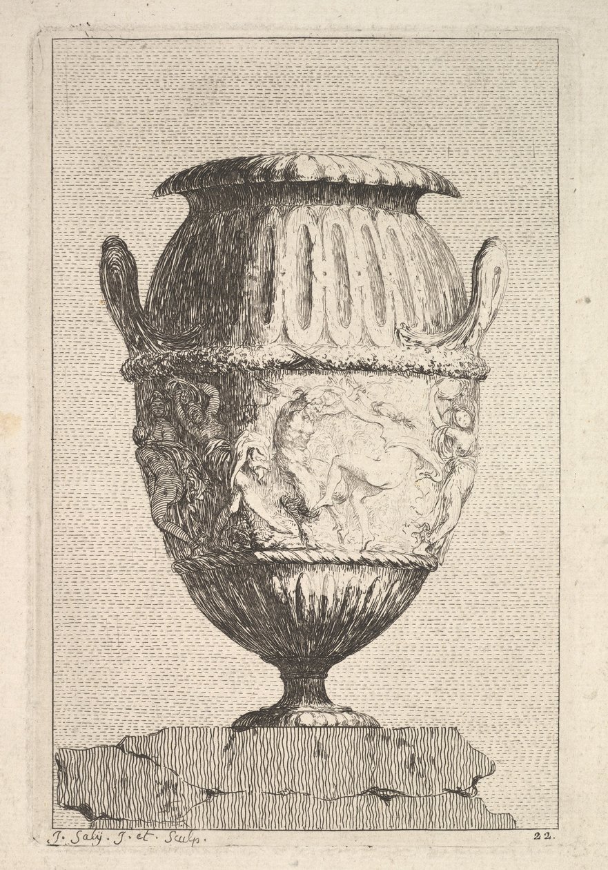Design pro vázu s bakchickým vlysem, od: Vázy, 1746. od Jacques Francois Joseph Saly