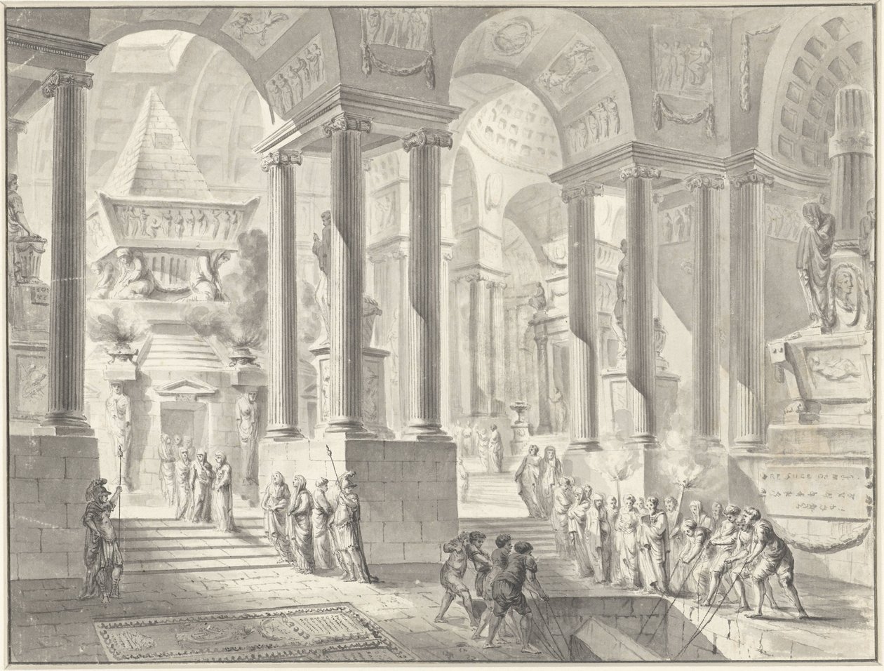 Pohřeb ve fantazijním klasicistním interiéru od Jacques François Blondel