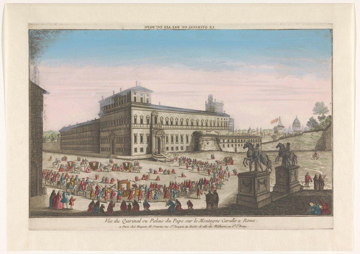 Pohled na Palazzo del Quirinale v Římě Le Quirinal nebo Palais du Pape (titul na předmětu) od Jacques Gabriel Huquier