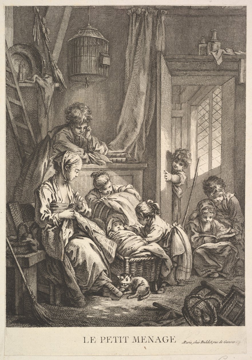 Malá domácnost, polovina až konec 18. století. od Jacques Gabriel Huquier