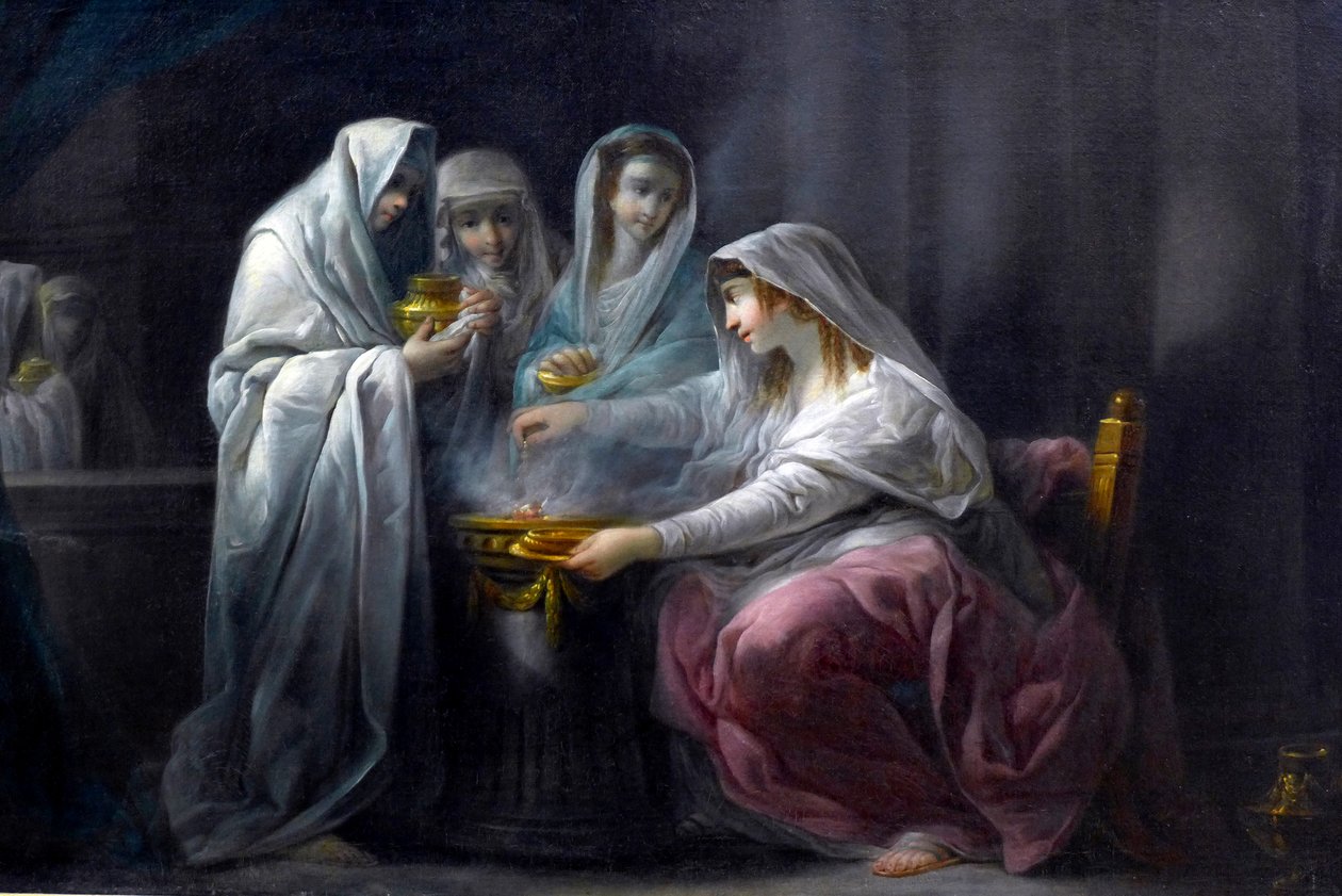 Les Vestales: detail. 19. století (olej na plátně) od Jacques Gamelin