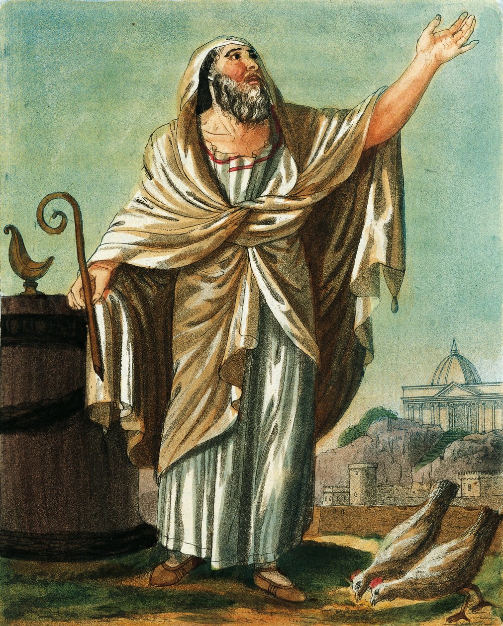 Augur, Jacques Grasset de Saint-Sauveur (1757-1810), rytina ze starověkého Říma, aneb historický a obrazový popis všeho, co souvisí s římským lidem, jeho vojenstvím, zvyky, náboženským a veřejným životem od Jacques Grasset de Saint Sauveur