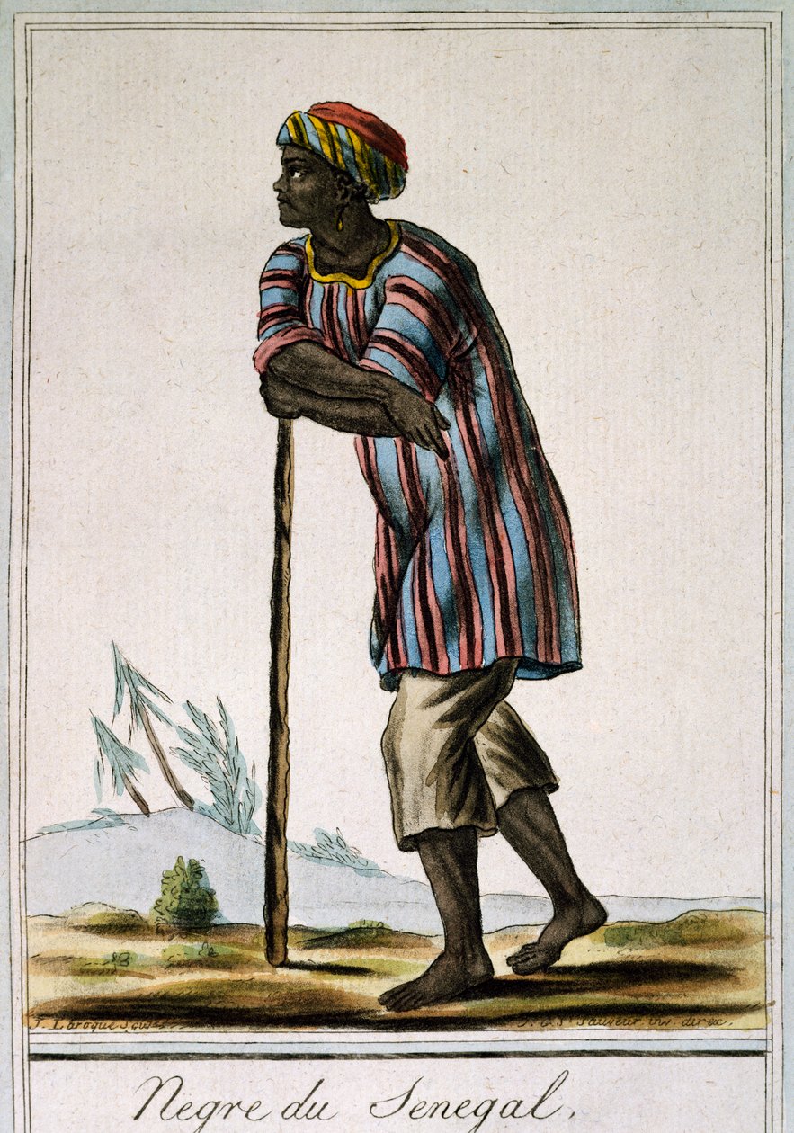 Senega Negro, barevná rytina z Encyclopedie des Voyages, Jacques Grasset de Saint-Sauveur (1757-1810) od Jacques Grasset de Saint Sauveur