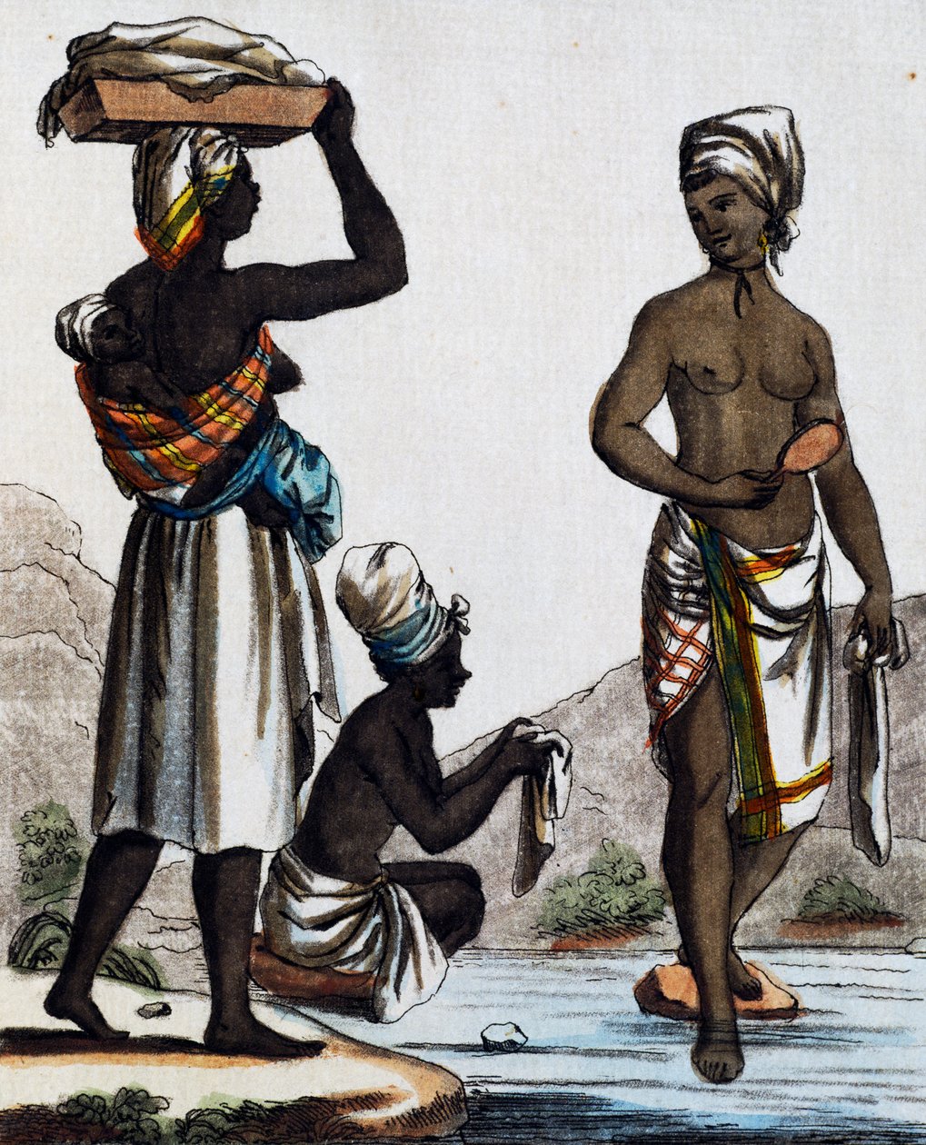Washerwomen from Santo Domingo, barevná rytina z kresby Labrousse (aktivní 1796), z Encyclopedie des Voyages, Jacques Grasset de Saint-Sauveur (1757-1810) od Jacques Grasset de Saint Sauveur