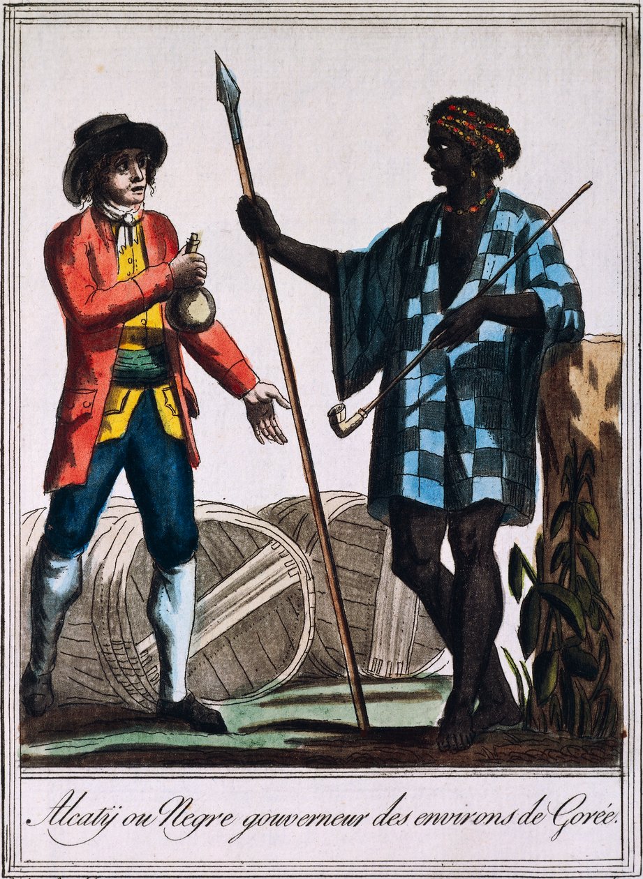 Alcaty, kmenový náčelník Goree, Senegal, rytina z kresby od Labrousse (aktivní 1796), z Encyclopedie des Voyages, od Jacquese Grasset de Saint-Sauveur (1757-1810) od Jacques Grasset de Saint Sauveur
