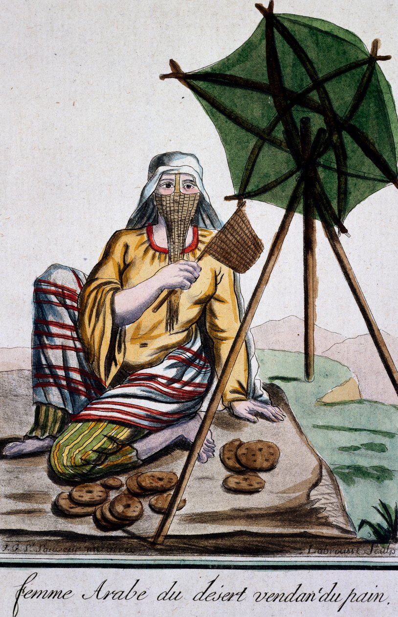 Arabka z pouště prodávající chléb, rytina z Encyclopedie des Voyages, od Jacquese Grasset de Saint-Sauveur (1757-1810) od Jacques Grasset de Saint Sauveur
