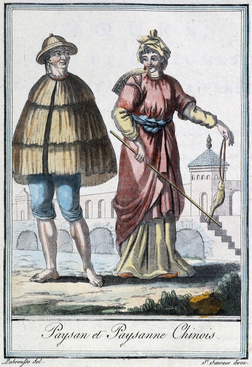 Čínský rolník a rolník - v “”Encyklopedie cest”” od Grasset St Sauveur, ed. 1796 od Jacques Grasset de Saint Sauveur