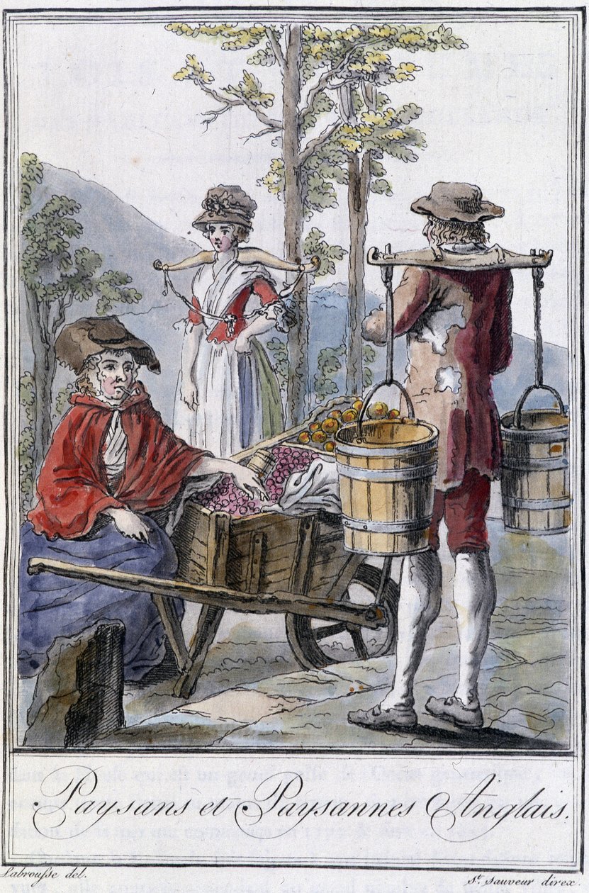 Angličtí sedláci a sedláci - v „“Encyklopedie cest”” od Grasset St Sauveur, ed. 1796 od Jacques Grasset de Saint Sauveur