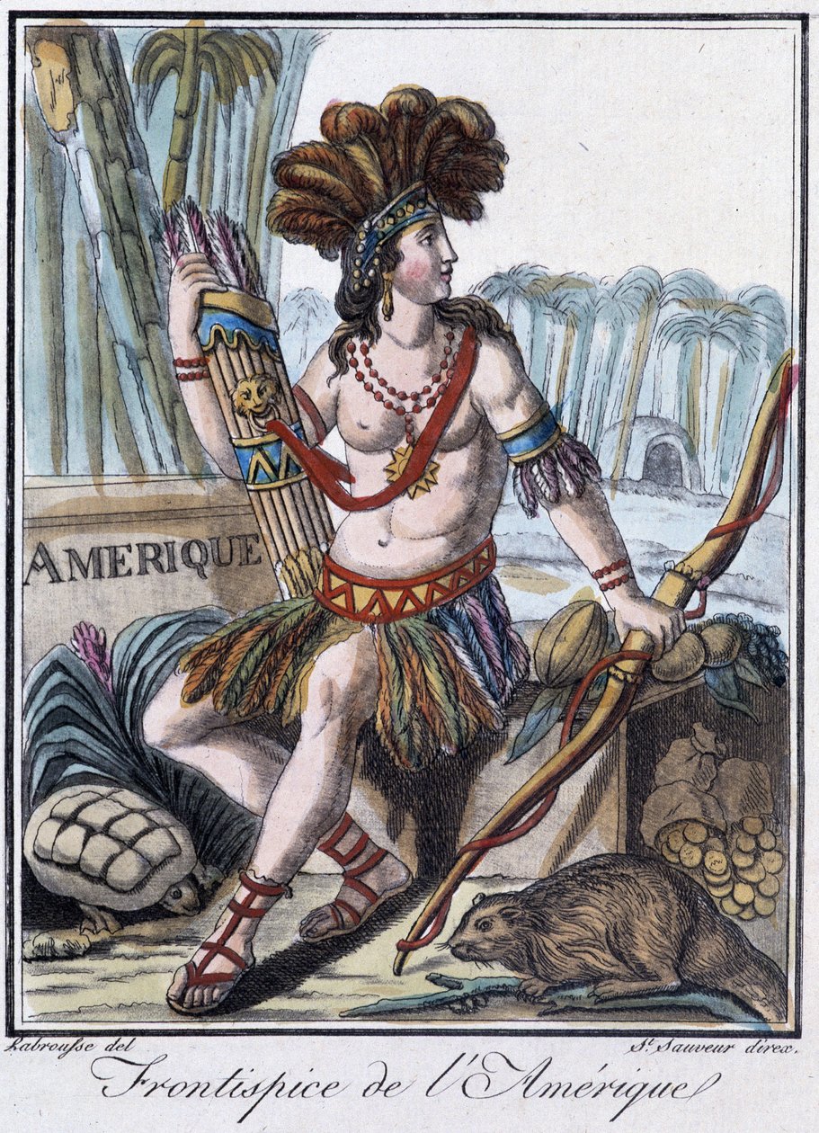 Frontispice of America – v “”Encyklopedie cest”” od Grasset St Sauveur, ed. 1796 od Jacques Grasset de Saint Sauveur