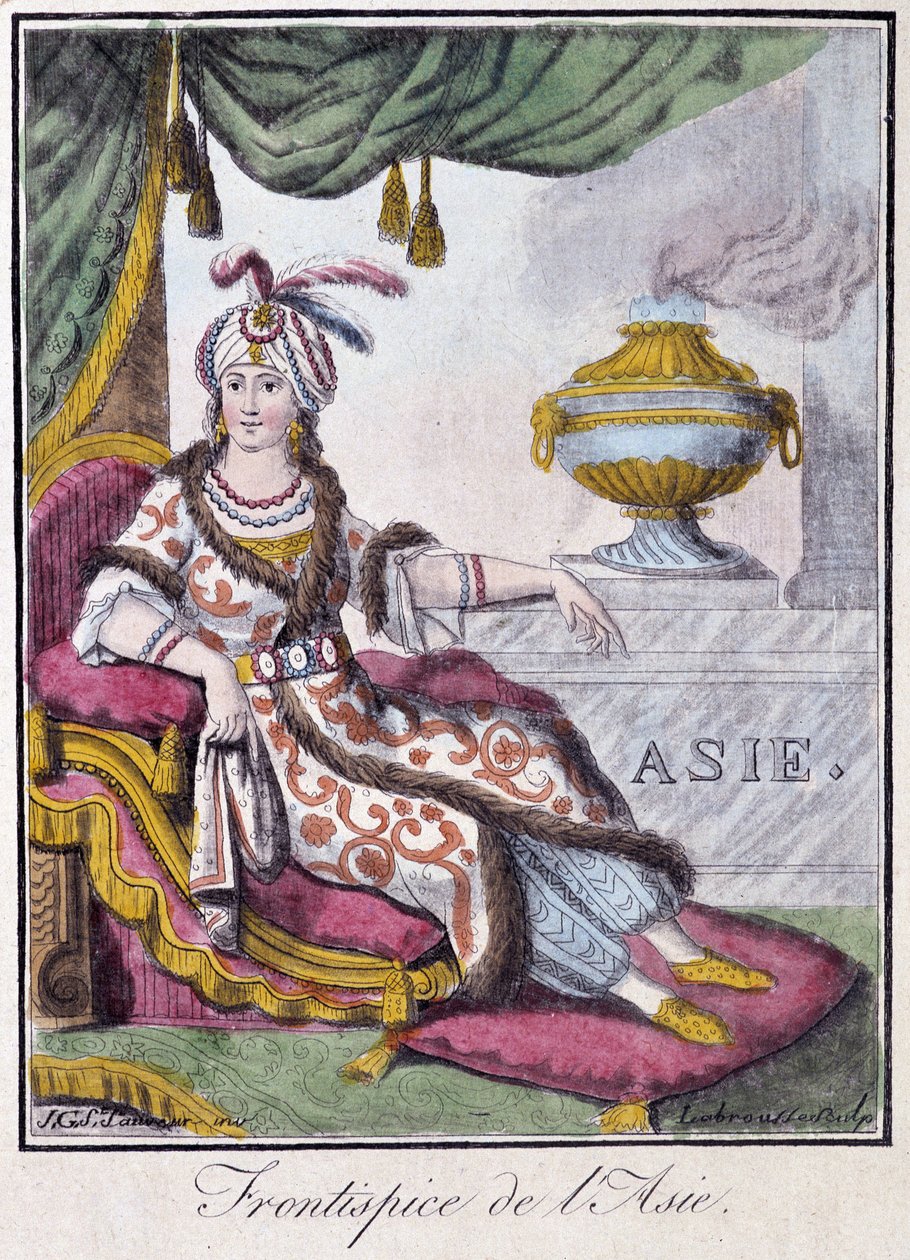 Frontispice of Asia – v “”Encyklopedie cest”” od Grasset St Sauveur, ed. 1796 od Jacques Grasset de Saint Sauveur