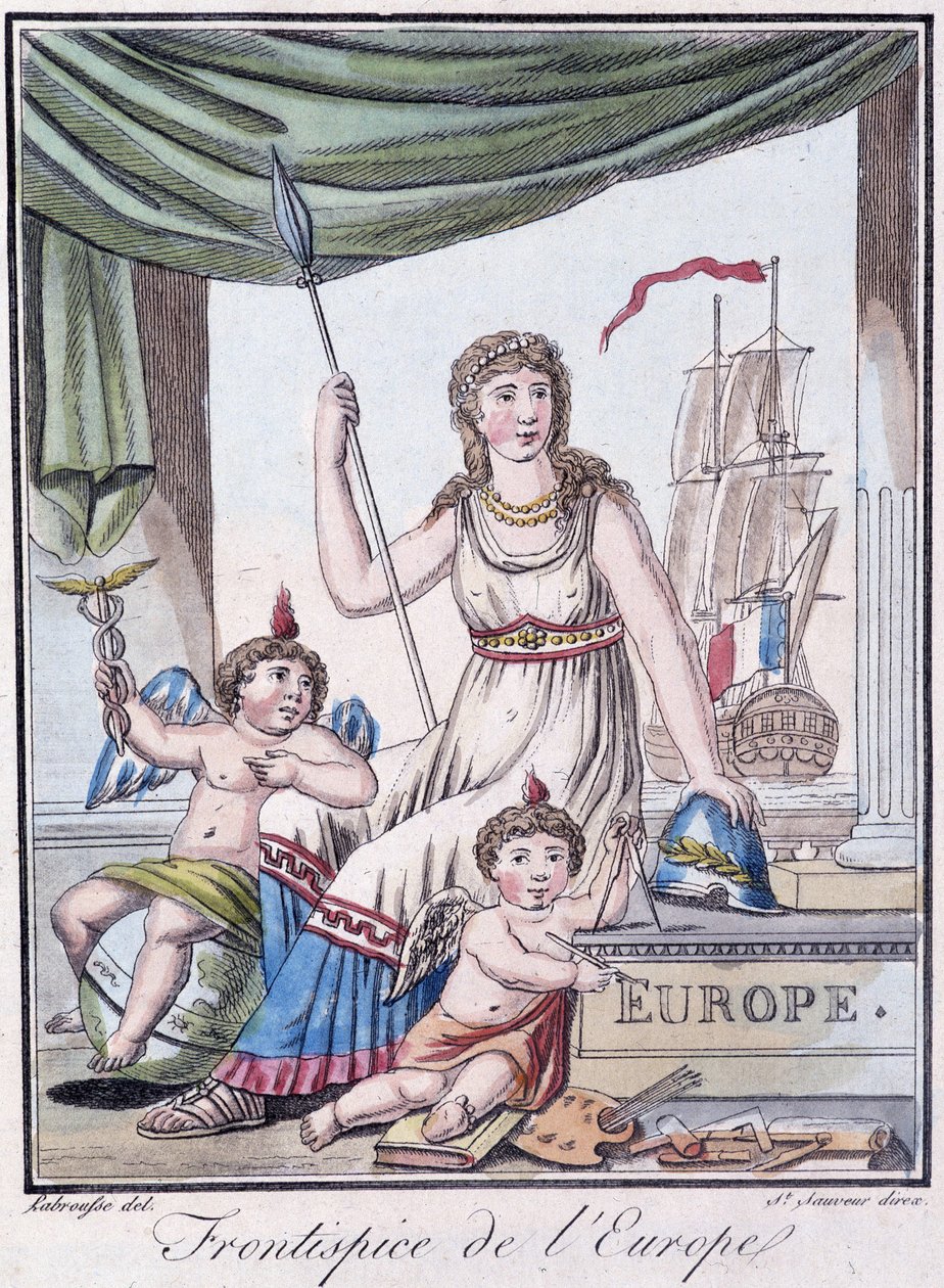 Frontispice of Europe – v “”Encyklopedie cest”” od Grasset St Sauveur, ed. 1796 od Jacques Grasset de Saint Sauveur