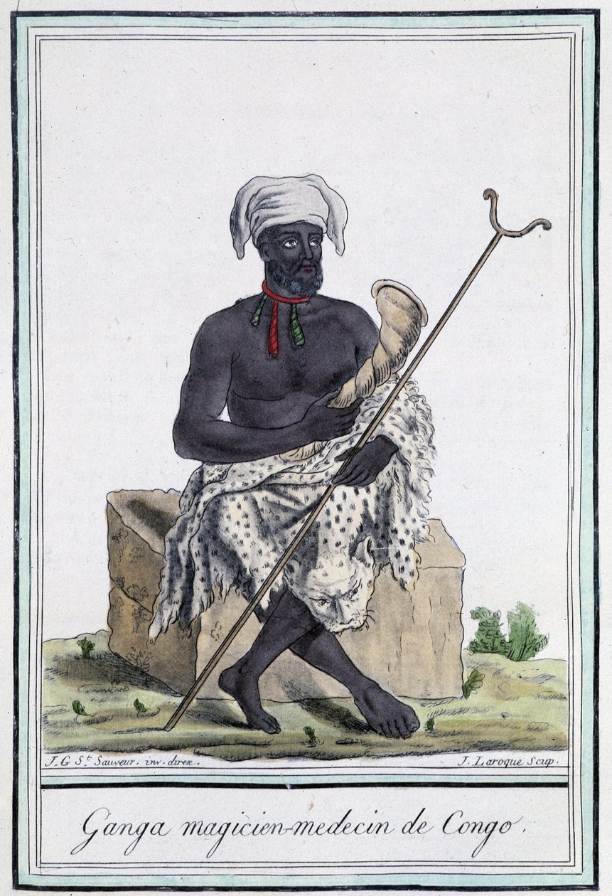 Ganga, kouzelník z Konga - v „“Encyklopedie cest”” od Grasset Saint Sauveur, ed. Paříž 1796 od Jacques Grasset de Saint Sauveur