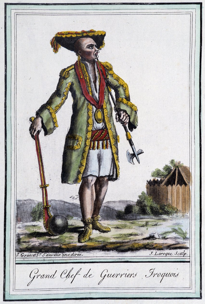 Velký náčelník Irokézských válečníků – v „“Encyklopedie cest”” od Grasset St Sauveur, Paříž od Jacques Grasset de Saint Sauveur