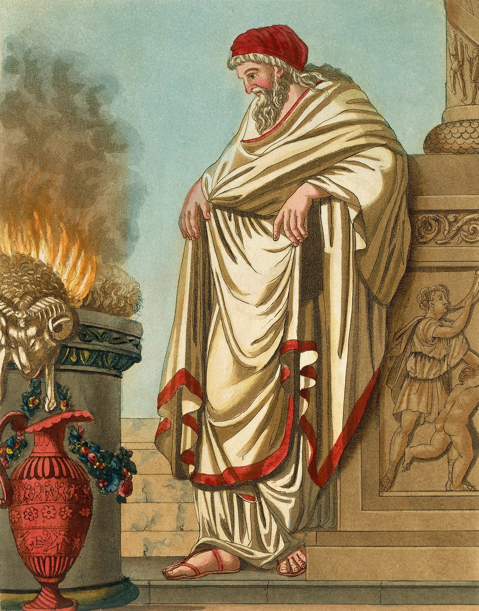 Velký papež, Jacques Grasset de Saint-Sauveur (1757-1810), rytina ze starověkého Říma nebo historický a obrazový popis všeho, co souvisí s římským lidem, jeho vojenstvím, zvyky, náboženským a veřejným životem od Jacques Grasset de Saint Sauveur
