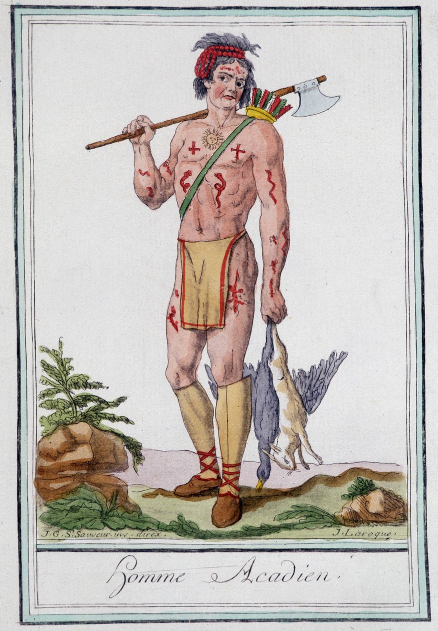 Acadian man - in “”Encyclopedia of travels”” od Grasset St Sauveur, ed. 1796 od Jacques Grasset de Saint Sauveur