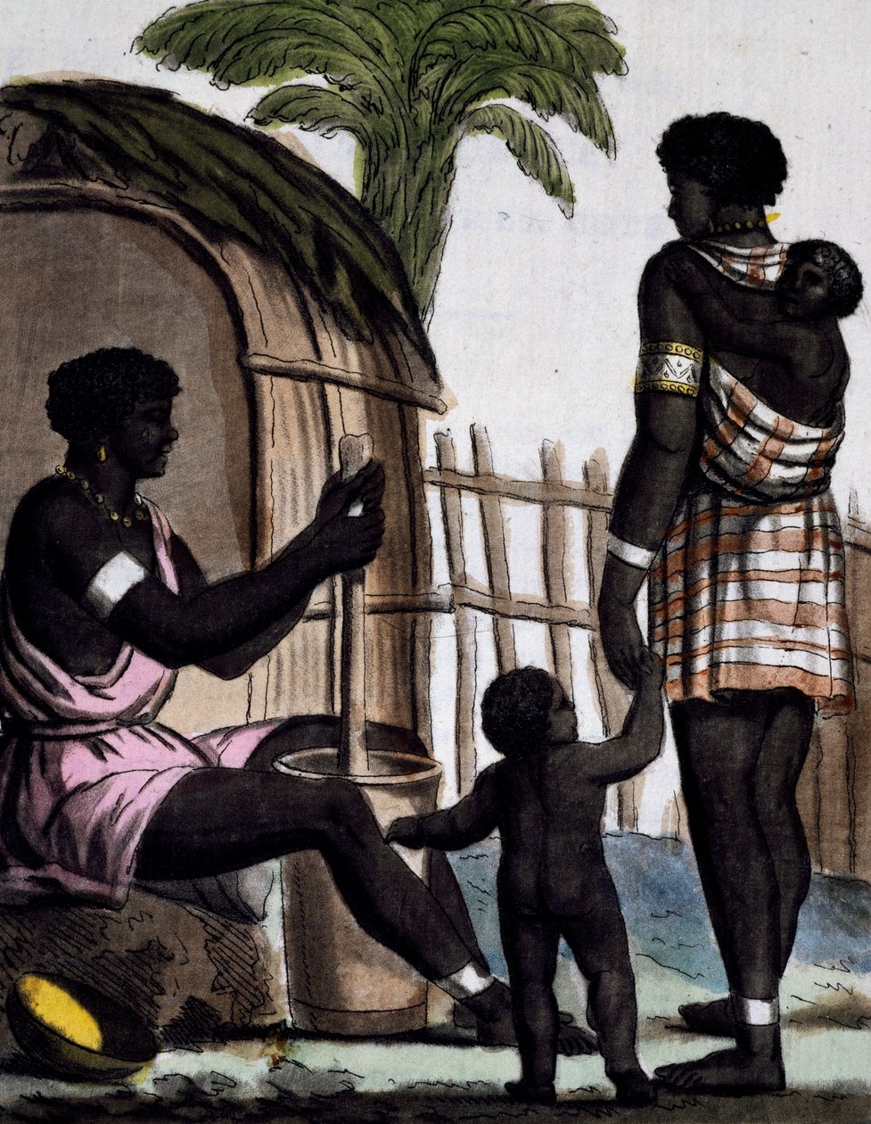 Issinia ženy pracující s rýží, barevná rytina z kresby od Labrousse (aktivní 1796), z Encyklopedie plaveb, od Jacquese Grasset de Saint-Sauveur (1757-1810) od Jacques Grasset de Saint Sauveur