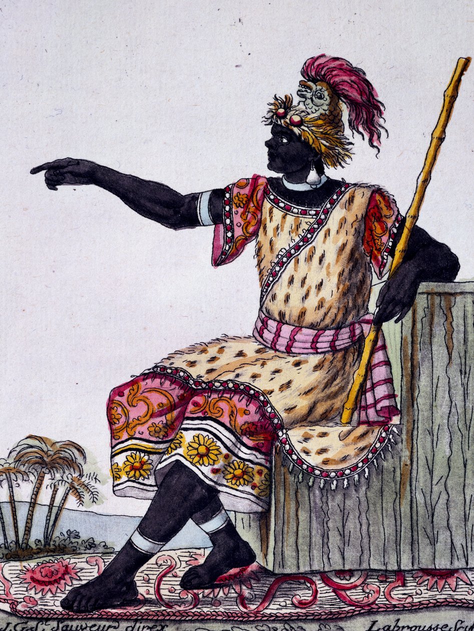 King of Loango, barevná rytina z kresby Labrousse (aktivní 1796), z Encyklopedie plaveb, Jacques Grasset de Saint-Sauveur (1757-1810) od Jacques Grasset de Saint Sauveur