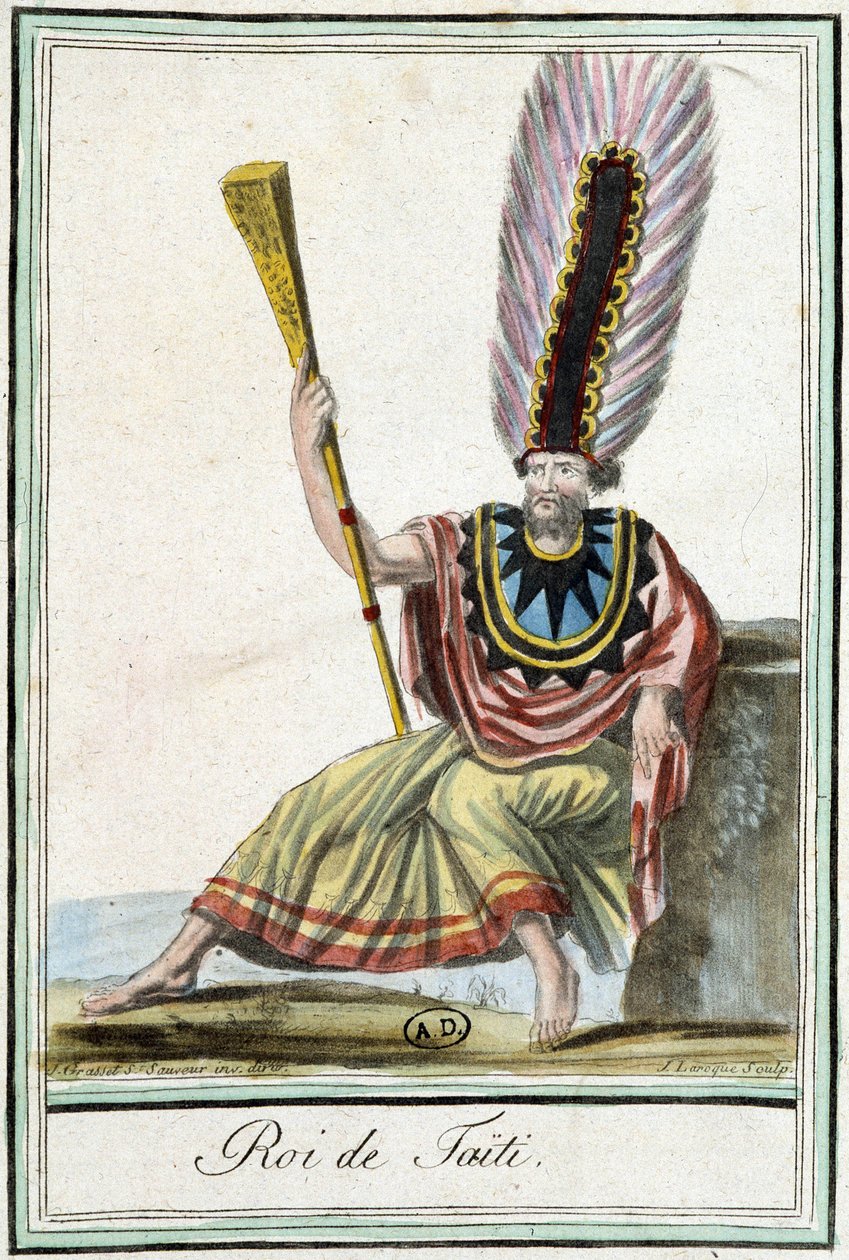 Král Tahiti – v “”Encyklopedie cest”” od J. Grasset Saint-Sauveur od Jacques Grasset de Saint Sauveur