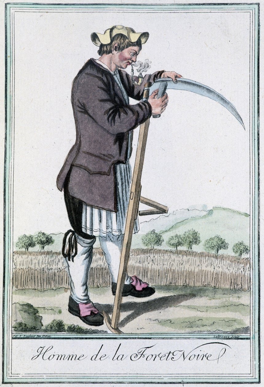 Muž z Černého lesa – v “”Encyklopedie cest”” od Grasset St Sauveur, ed. 1796 od Jacques Grasset de Saint Sauveur