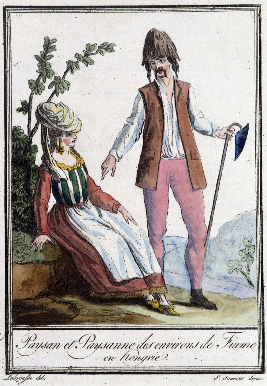 Rolník a rolník z Fiume (Chorvatsko) - v “”Encyklopedie cest”” od Grasset St Sauveur, ed. 1796 (rytina) od Jacques Grasset de Saint Sauveur