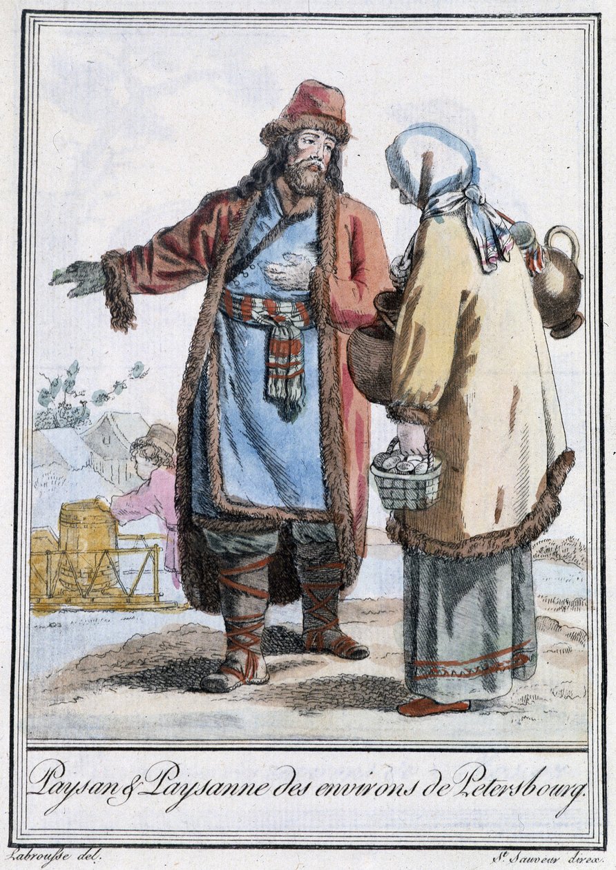 Rolník a rolník z Petersburgu - v „“Encyklopedie cest”” od Grasset St Sauveur, ed. 1796 od Jacques Grasset de Saint Sauveur