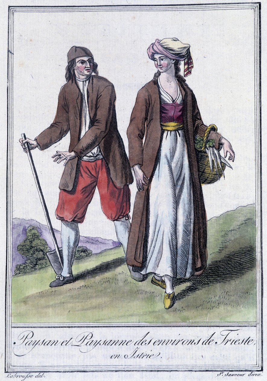 Rolník a rolník z Terstu, Itálie, - v „Encyklopedie cest“ od Grasset St Sauveur, Paříž od Jacques Grasset de Saint Sauveur