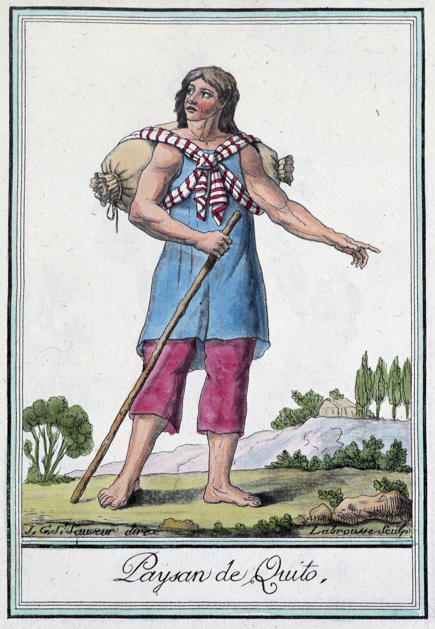 Rolník de Quito (Ekvádor) - v “”Encyklopedie cest”” od Grasset St Sauveur, ed. 1796 od Jacques Grasset de Saint Sauveur