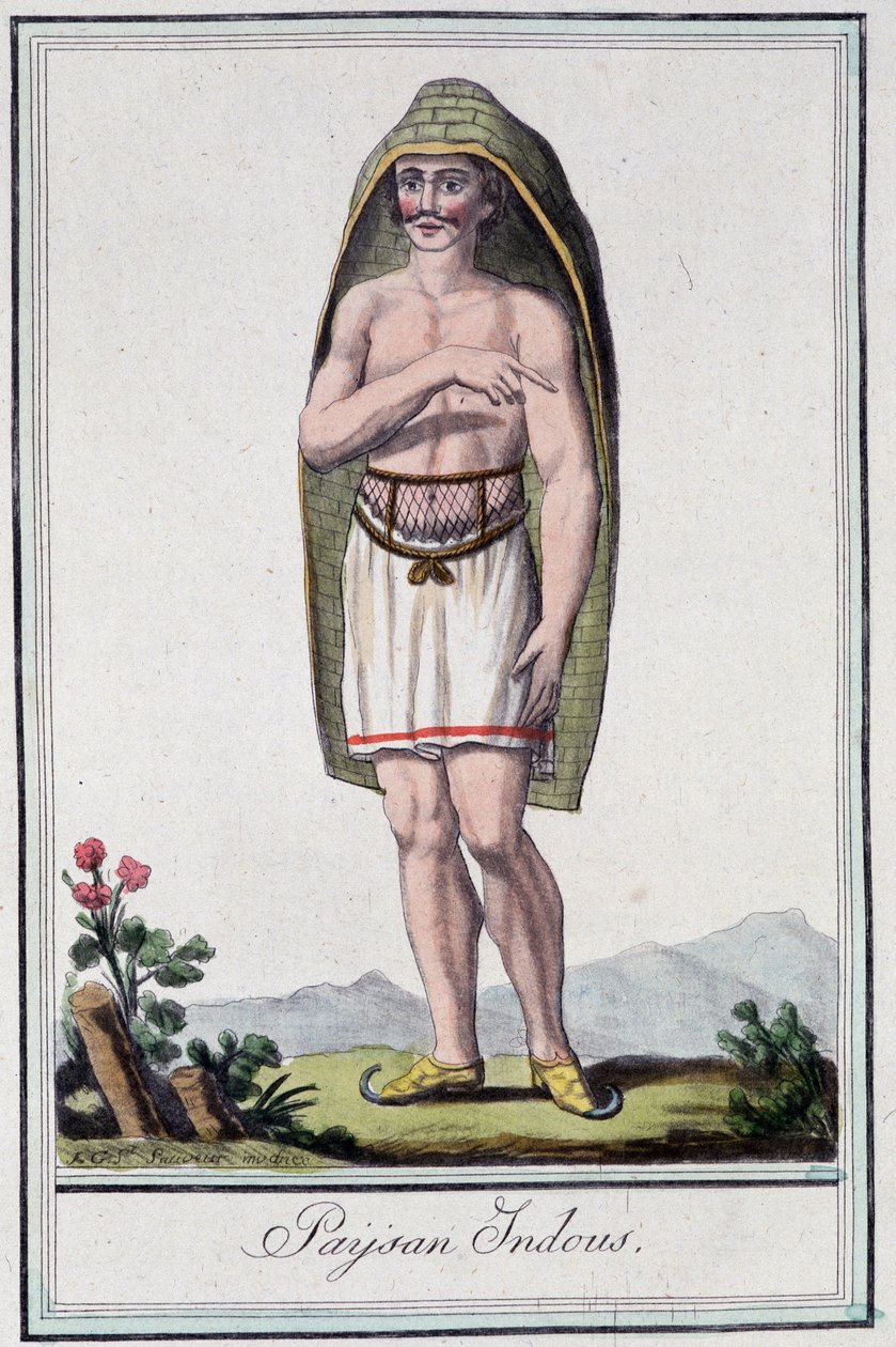 Peasant indous (Indie) – v “”Encyklopedie cest”” od Grasset St Sauveur, ed. 1796 od Jacques Grasset de Saint Sauveur