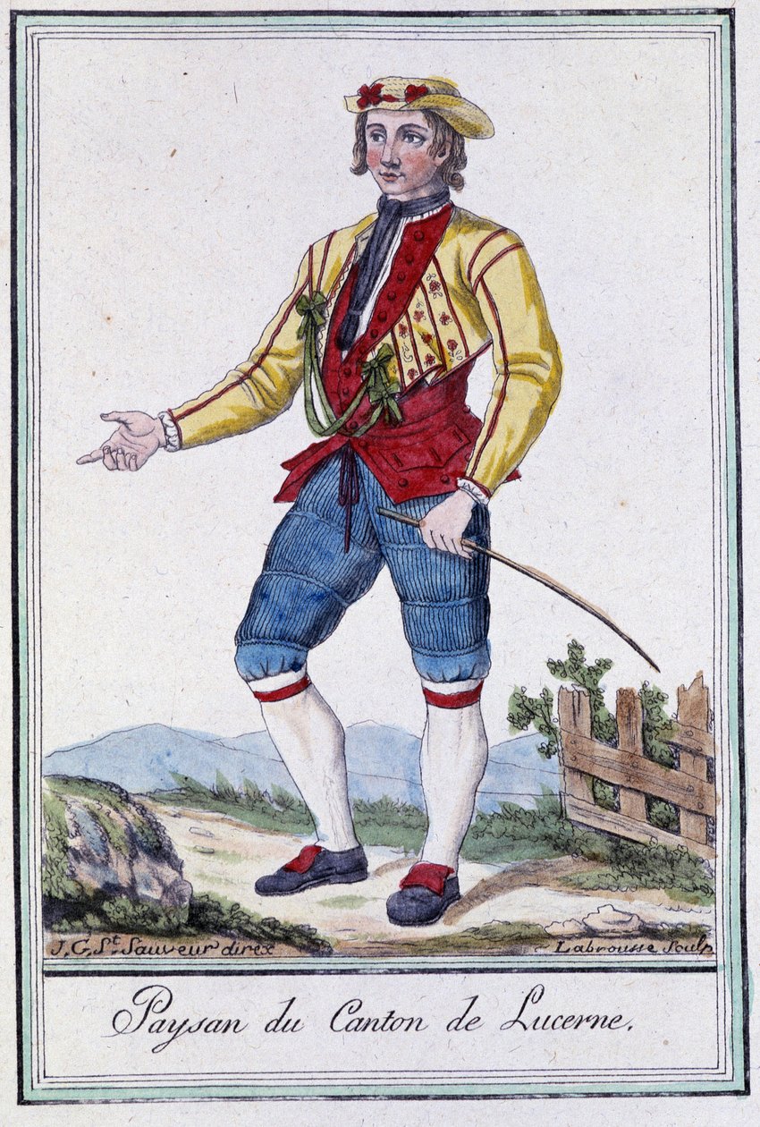 Rolník z kantonu Lucern (Švýcarsko) - v „“Encyklopedie cest”” od Grasset St Sauveur, ed. 1796 od Jacques Grasset de Saint Sauveur