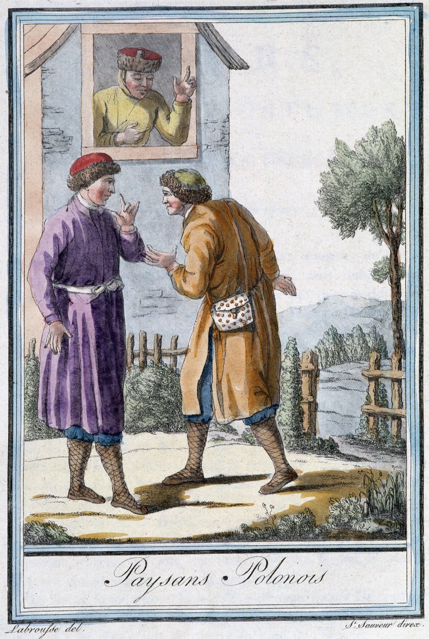 Polští rolníci - v “”Encyklopedie cest”” od Grasset St Sauveur, ed. 1796 od Jacques Grasset de Saint Sauveur