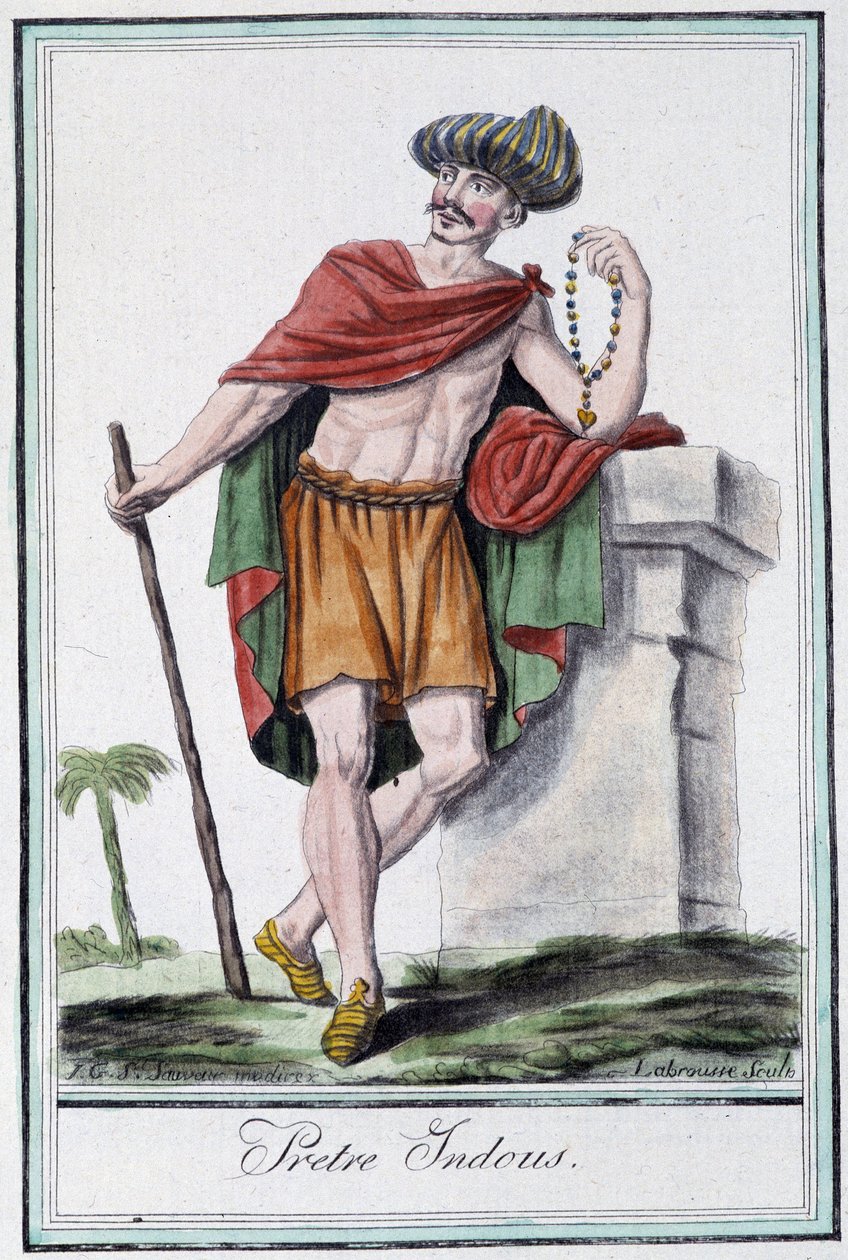 Hinduistický kněz (Hind) - v „“Encyklopedie cest““ od Grasset Saint Sauveur, ed. Paříž 1796 od Jacques Grasset de Saint Sauveur
