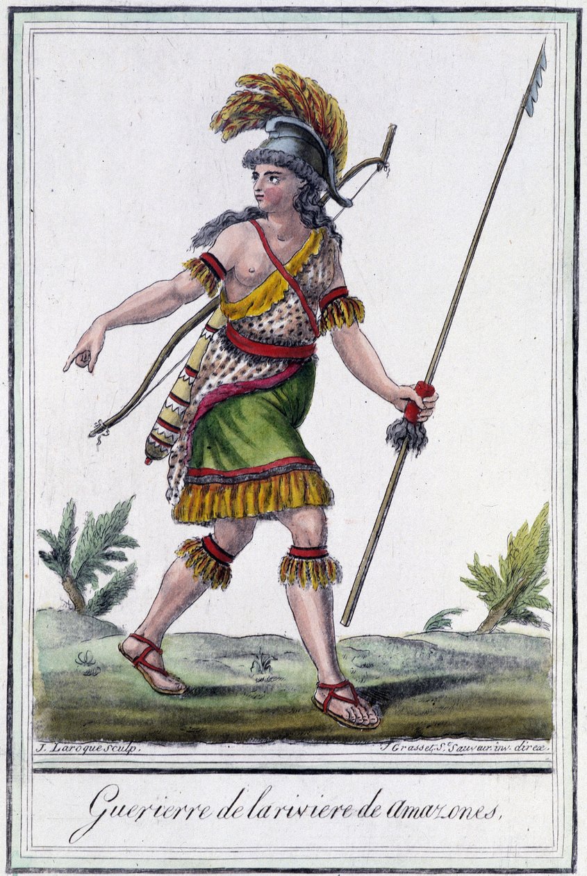 Warrior of the Amazon River – in “”Encyclopedia of Voyages”” od Grasset St Sauveur, ed. 1796 od Jacques Grasset de Saint Sauveur