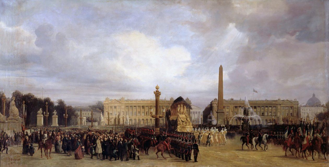 Pohřební průvod Napoleona I. procházející Place de la Concorde 15. prosince 1840 od Jacques Guiaud