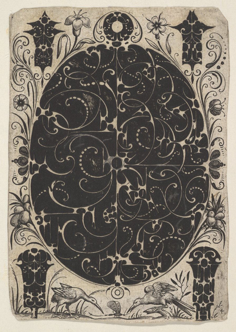 Oválné pouzdro zdobené Schweifwerk ve dvou variantách, obklopené menšími motivy..., ca. 1614-19. od Jacques Hurtu