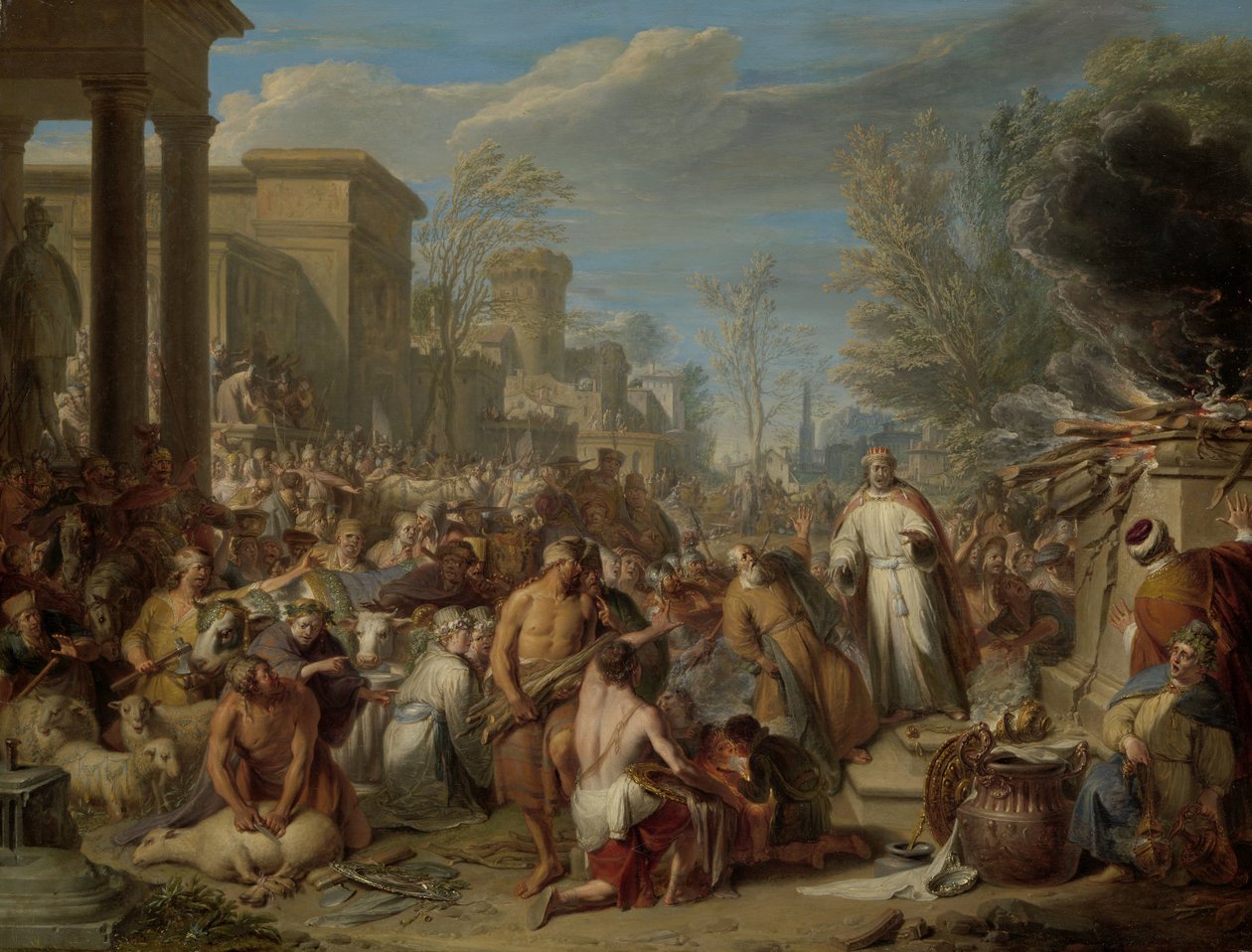 Jeroboam obětující se modlám Jeroboámovo modlářství od Jacques Ignatius de Roore