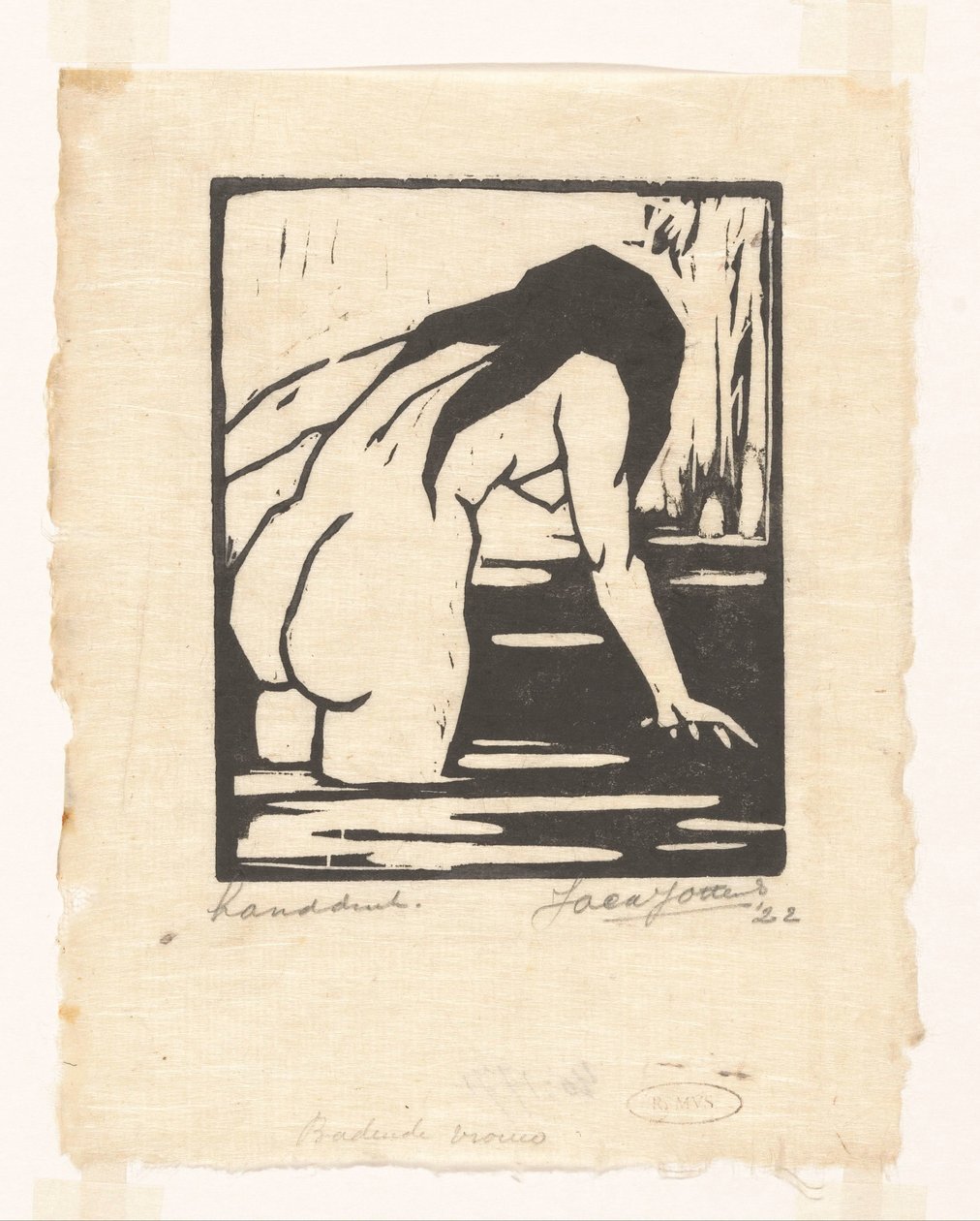 Koupající se žena (původní název na objektu) od Jacques Jeichienus Ottens (signed by artist)