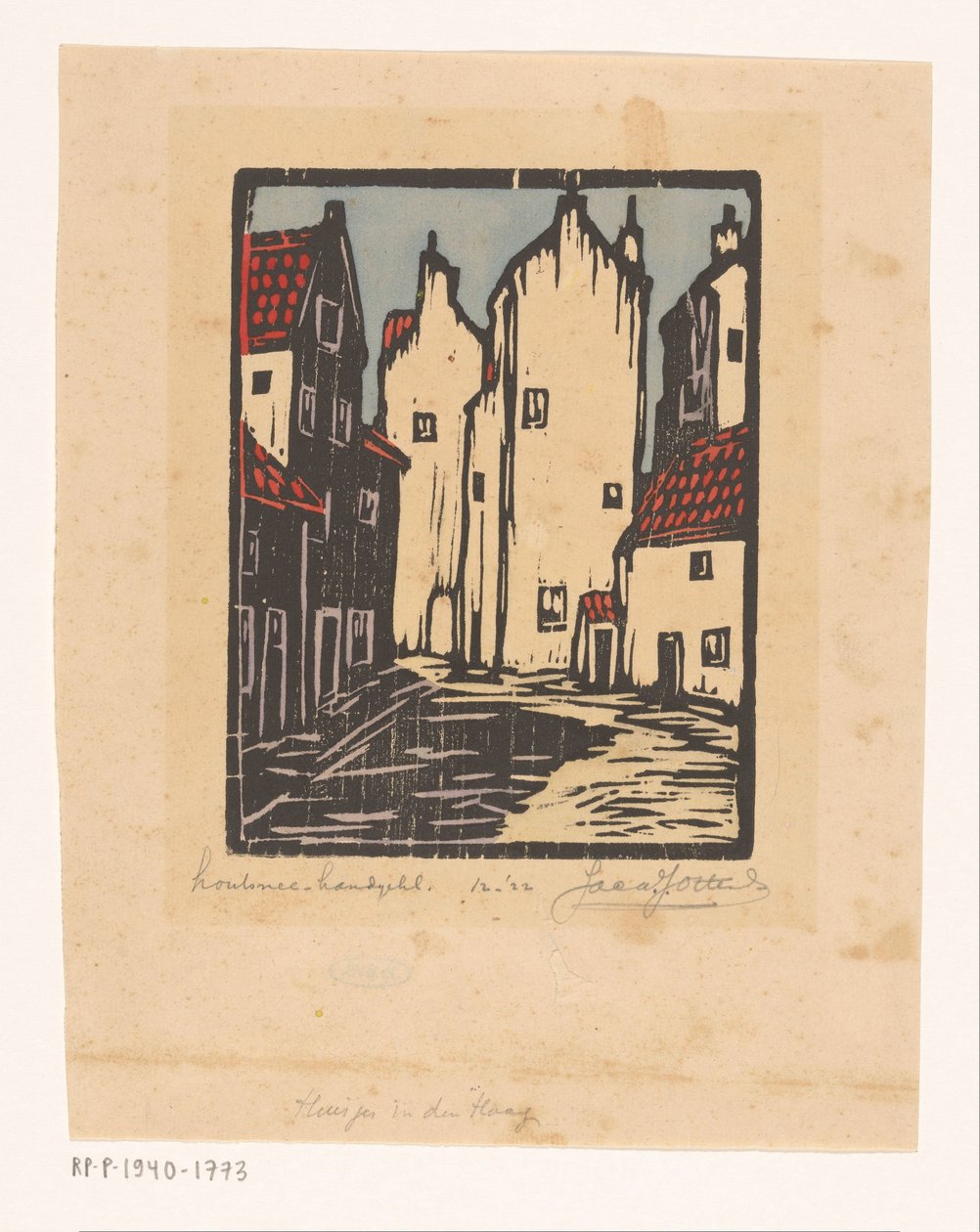 Domy v Haagu (původní název na objektu) od Jacques Jeichienus Ottens (signed by artist)
