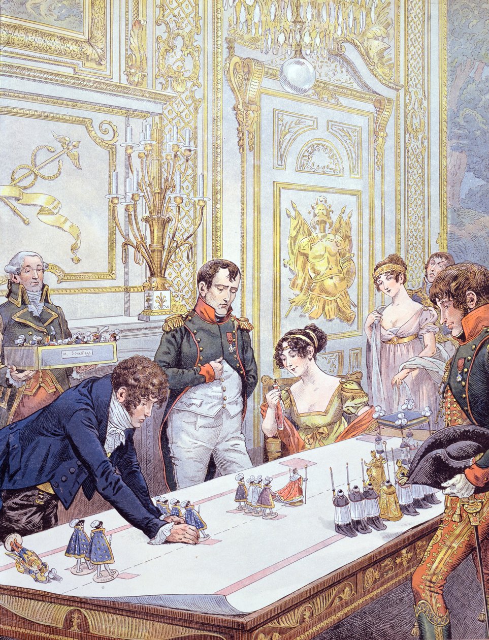 Napoleon (1769-1821) a jeho manželka Josefína (1763-1814) připravují korunovaci, ilustrace z knihy "Bonaparte" od G. Montorgueila, 1910 od Jacques Marie Gaston Onfray de Breville (Job)