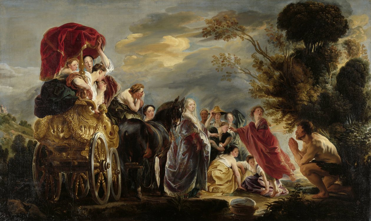 Setkání Odyssea a Nausicaa Setkání Odyssea a Nausicaa od Jacques Jordaens (signed by artist)