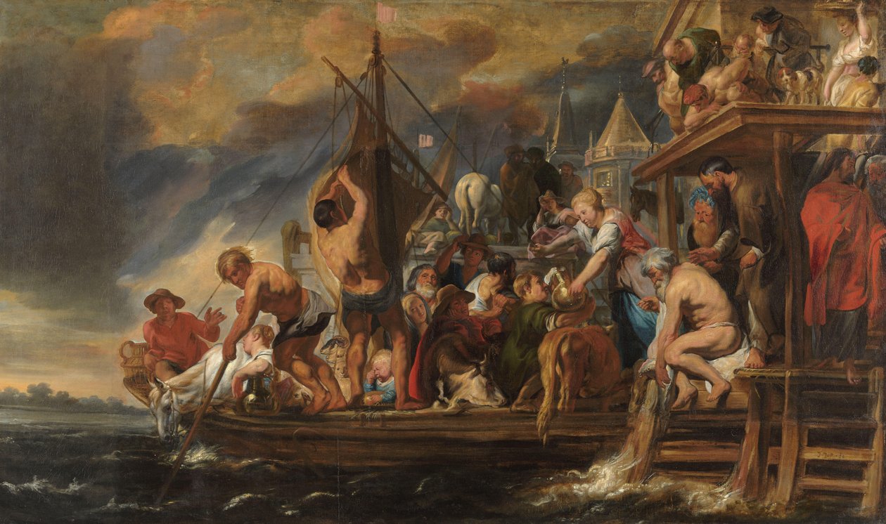 Trajekt odjíždí, když svatý Petr najde minci v ústech ryby od Jacques Jordaens