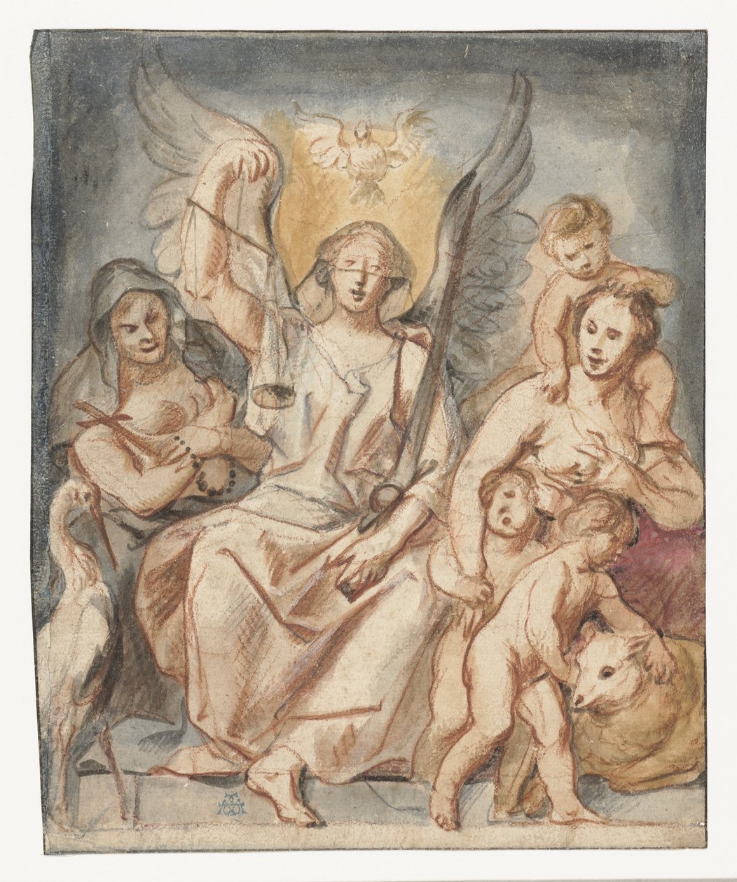 Spravedlnost, sedící mezi Vírou a Láskou od Jacques Jordaens