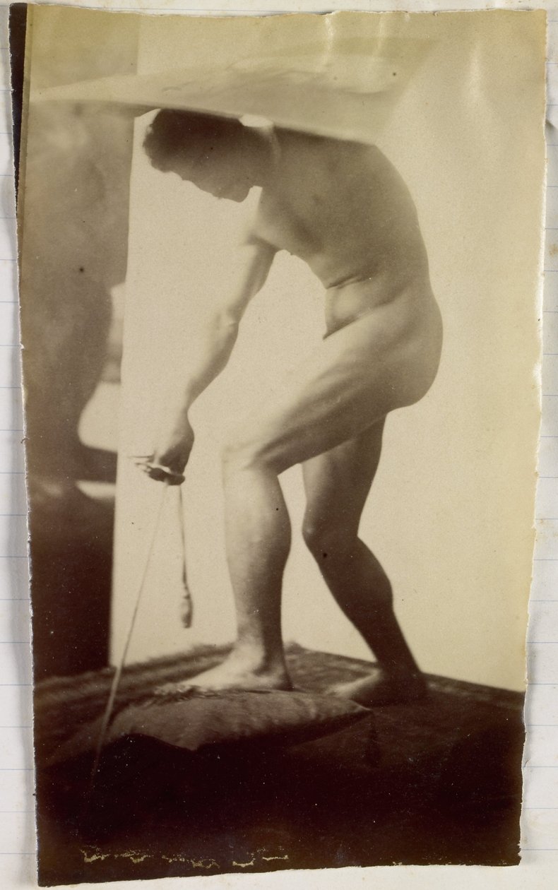 Studie modelky mužského aktu v ateliéru Jacquese de Lalainga od Jacques Lalaing (attributed to)