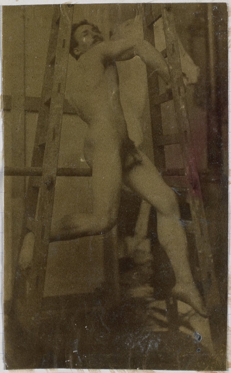 Studie modelky mužského aktu v ateliéru Jacquese de Lalainga od Jacques Lalaing (attributed to)