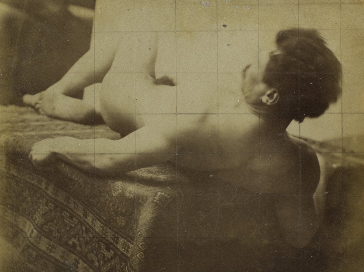 Studie ležícího mužského nahého modelu v ateliéru Jacquese de Lalainga od Jacques Lalaing (attributed to)